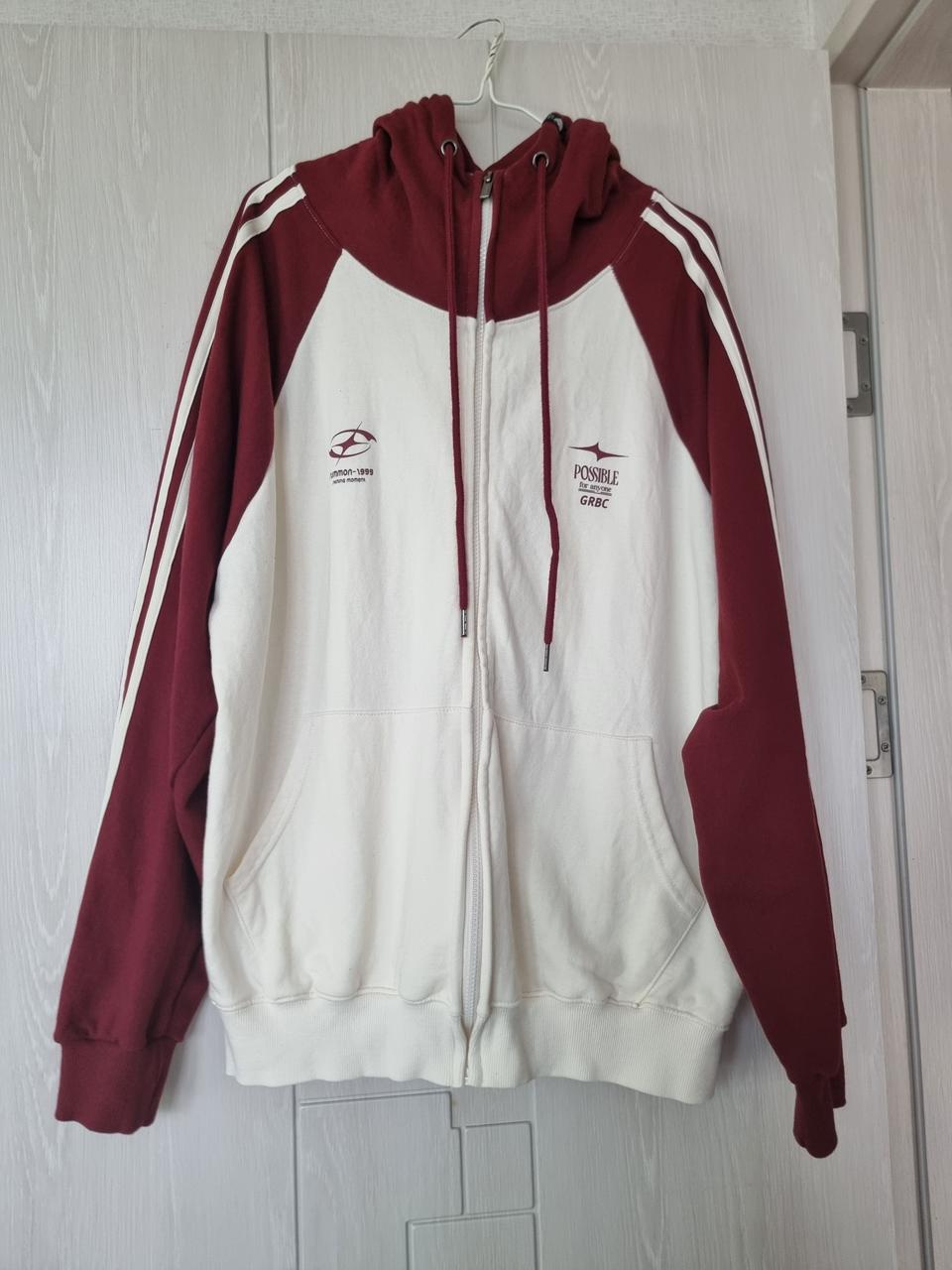 공용  심볼로고 래글런 배색 트랙 후드집업 GHZ-275_크림 정상가:5