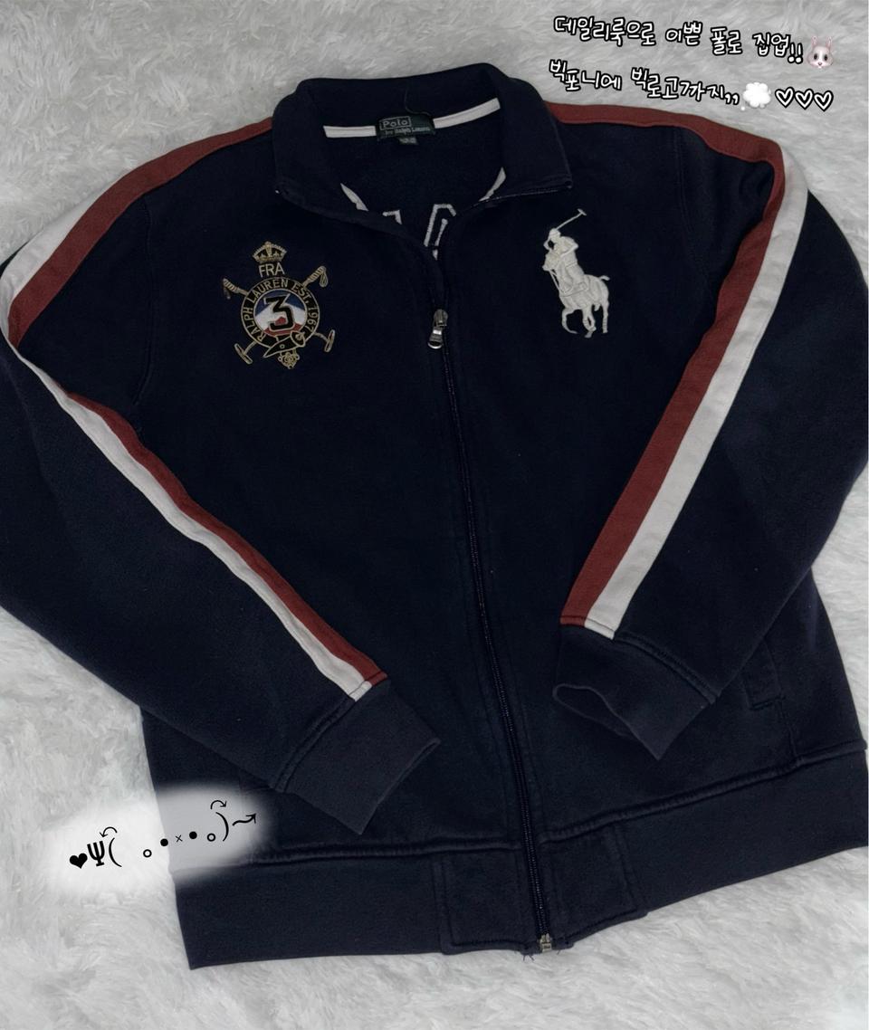 폴로 딥네이비 빅포니 코튼 집업