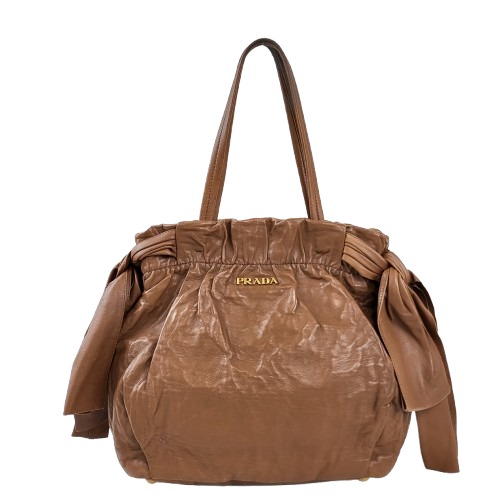 정품 프라다 나파가죽 보우 토트백