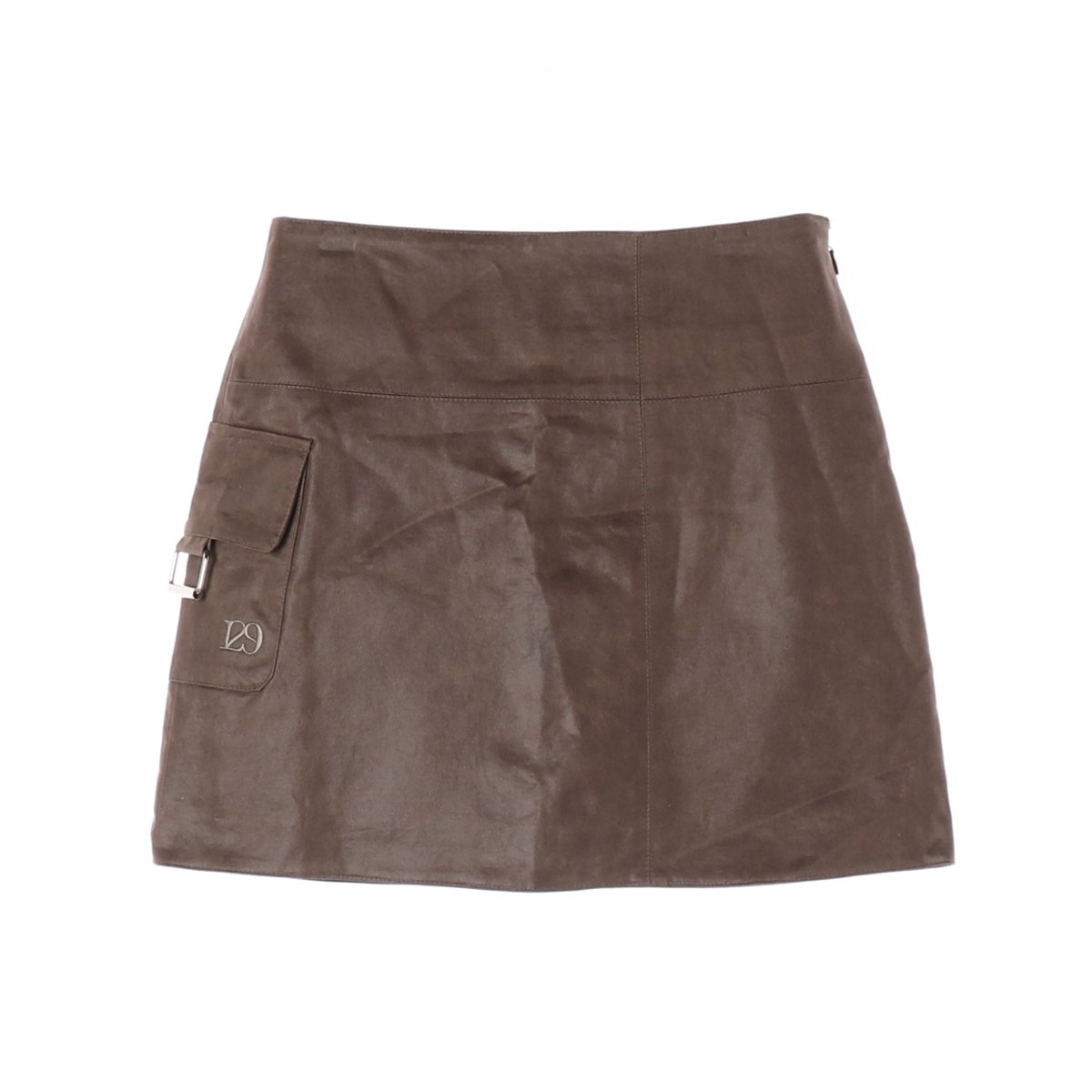 일리고 스웨이드 바이커 미니 스커트 셋업 치마 브라운 M