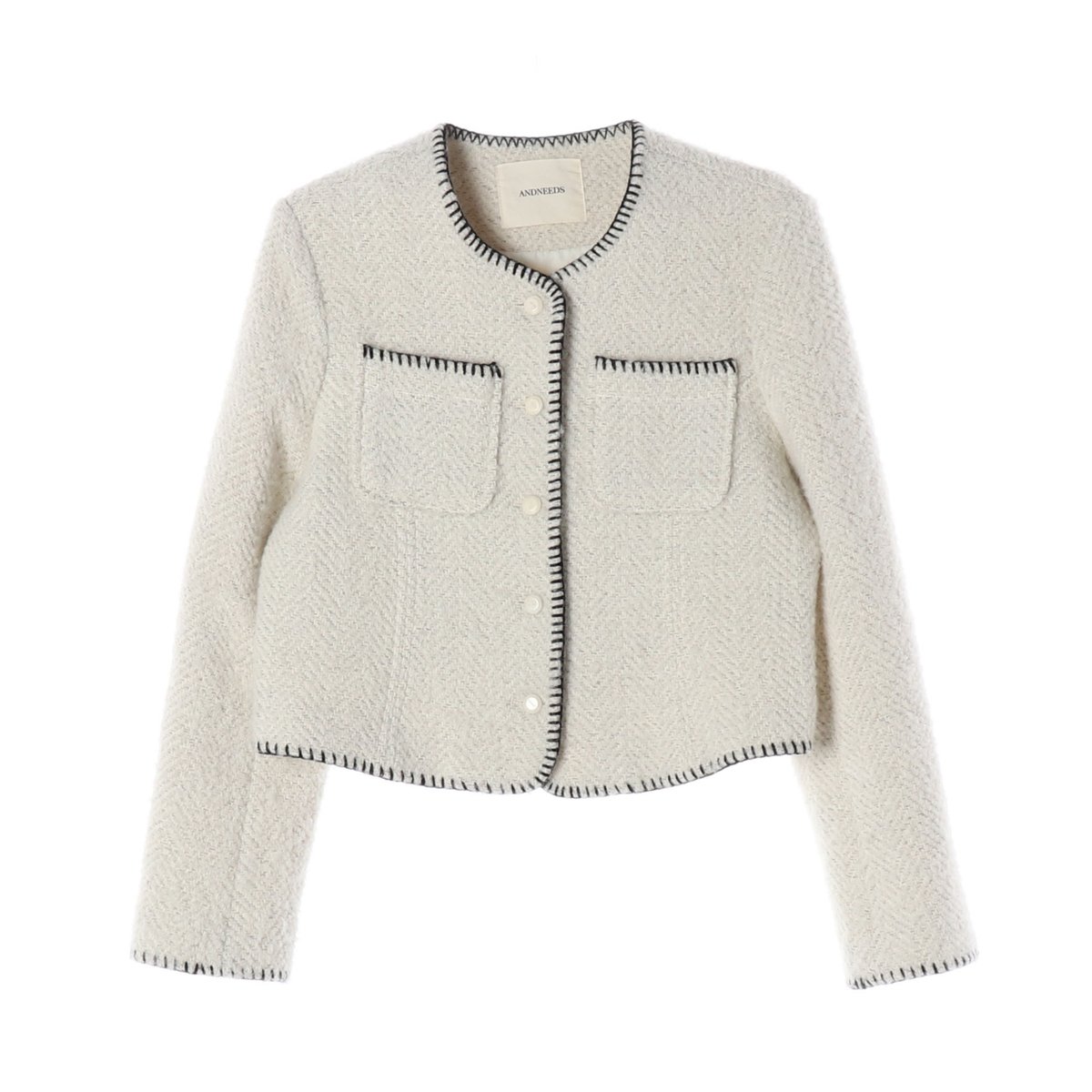 앤니즈 퍼피 트위드 자켓 울 알파카 재킷 아이보리