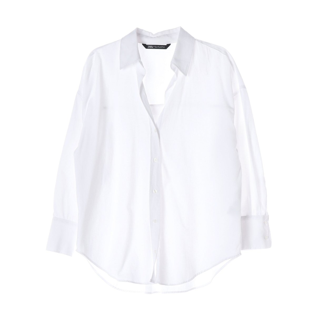 자라 오버핏 코튼 셔츠 블라우스 화이트 M