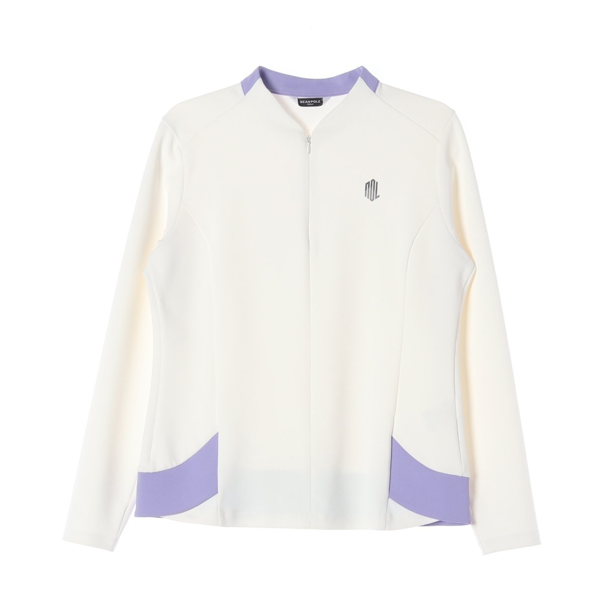 빈폴 골프 배색 하프집업 티셔츠 아이보리 퍼플 L