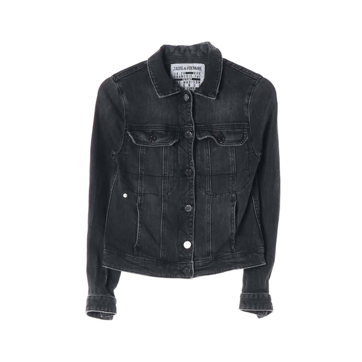 쟈딕앤볼테르 디스트레스드 데님 재킷 청자켓 워시드블랙  XS