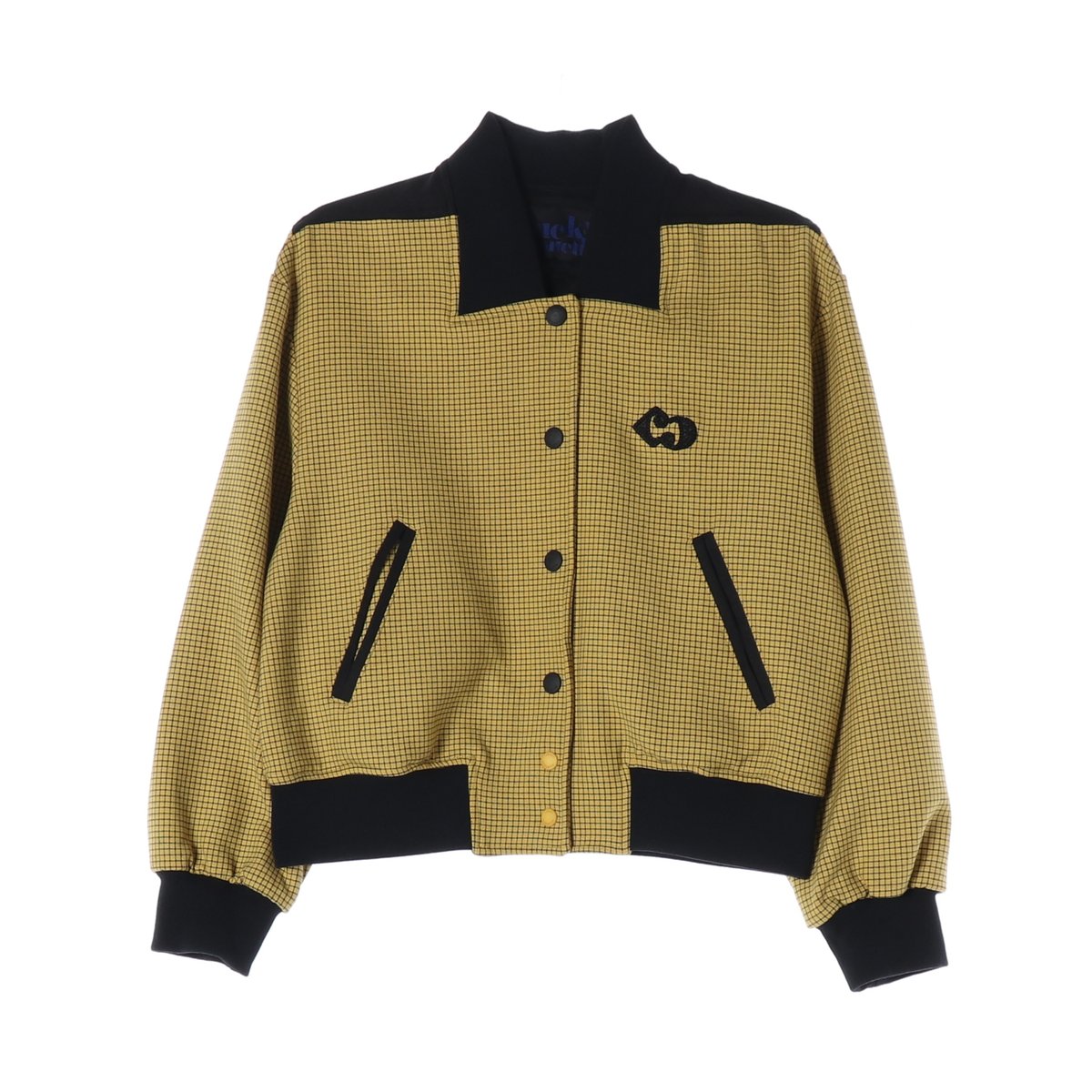 럭키슈에뜨 23FW 체크 블루종 점퍼 블랙 옐로우