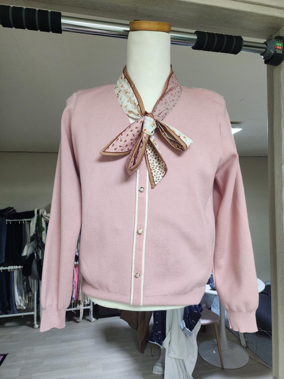 니트 핑크 리본티