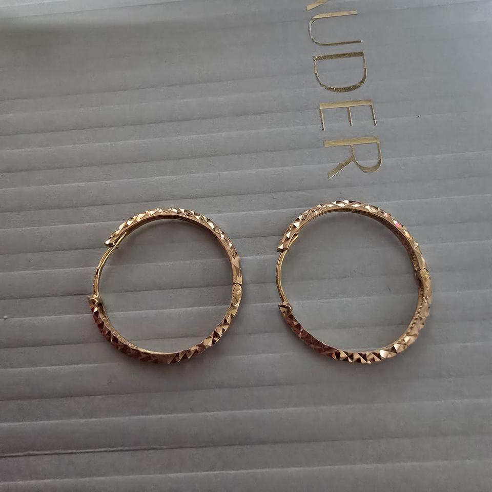 18k핑크골드  컷팅 링 귀걸이