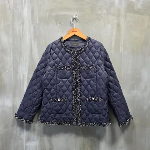 안지크 트위드 배색 덕다운 퀄팅재킷/여성(S)/JP696/새상품수준