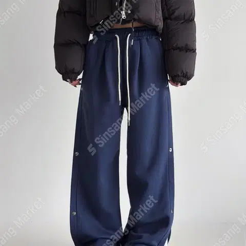 또또배색와이드기모밴딩팬츠(블랙)