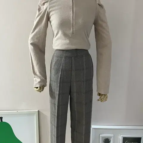 체크밴딩도톰슬렉스(베이지)