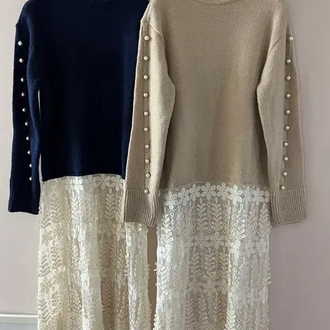 파티수진주레이스롱니트(베이지)