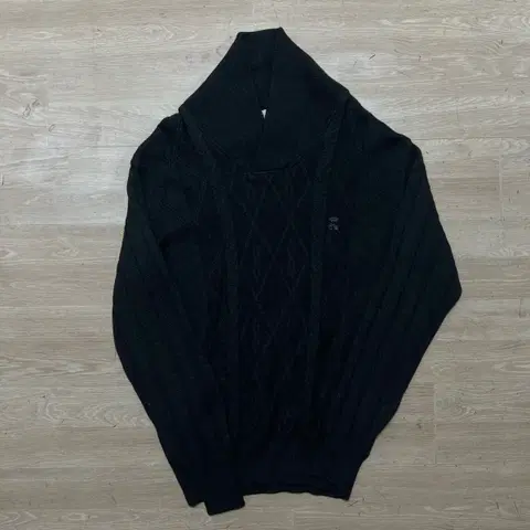 카운테스마라 여성 숄카라 울 패턴 니트 [블랙] M/95