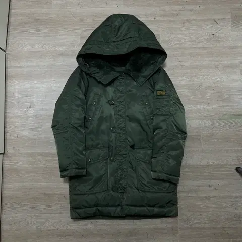 에비수 덕다운 후드 야상 롱패딩 점퍼 [카키] S/90