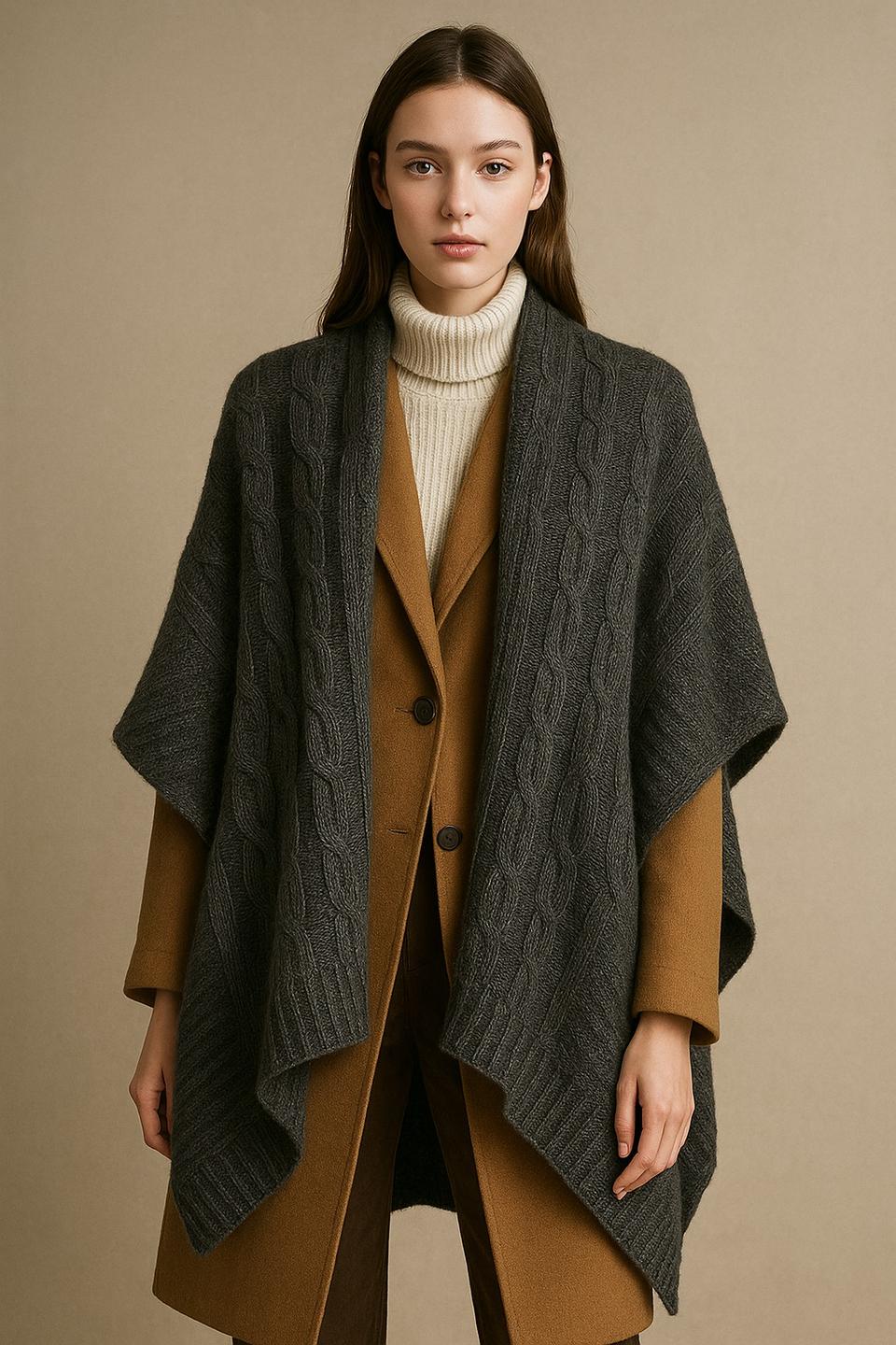 (드라이클리닝)캐시미어 터치 차콜그레이 겨울 니트 빅숄