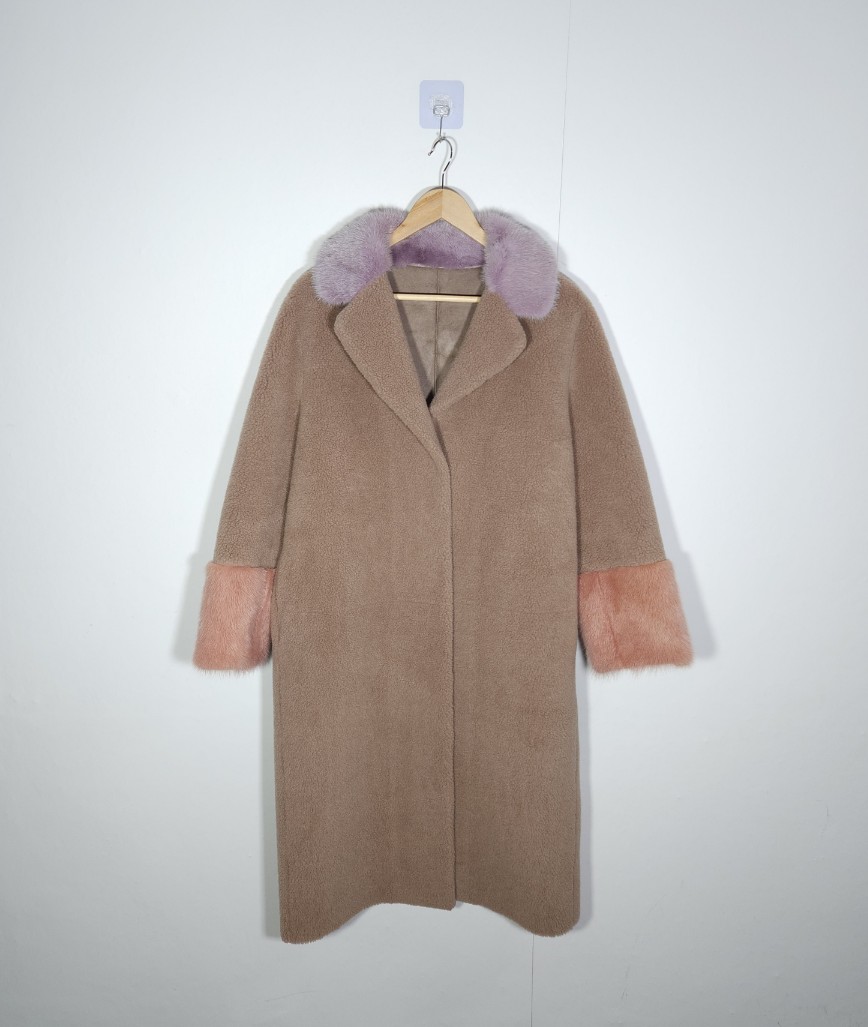 [라삐아프] 95 66 여 무스탕 코트 롱코트