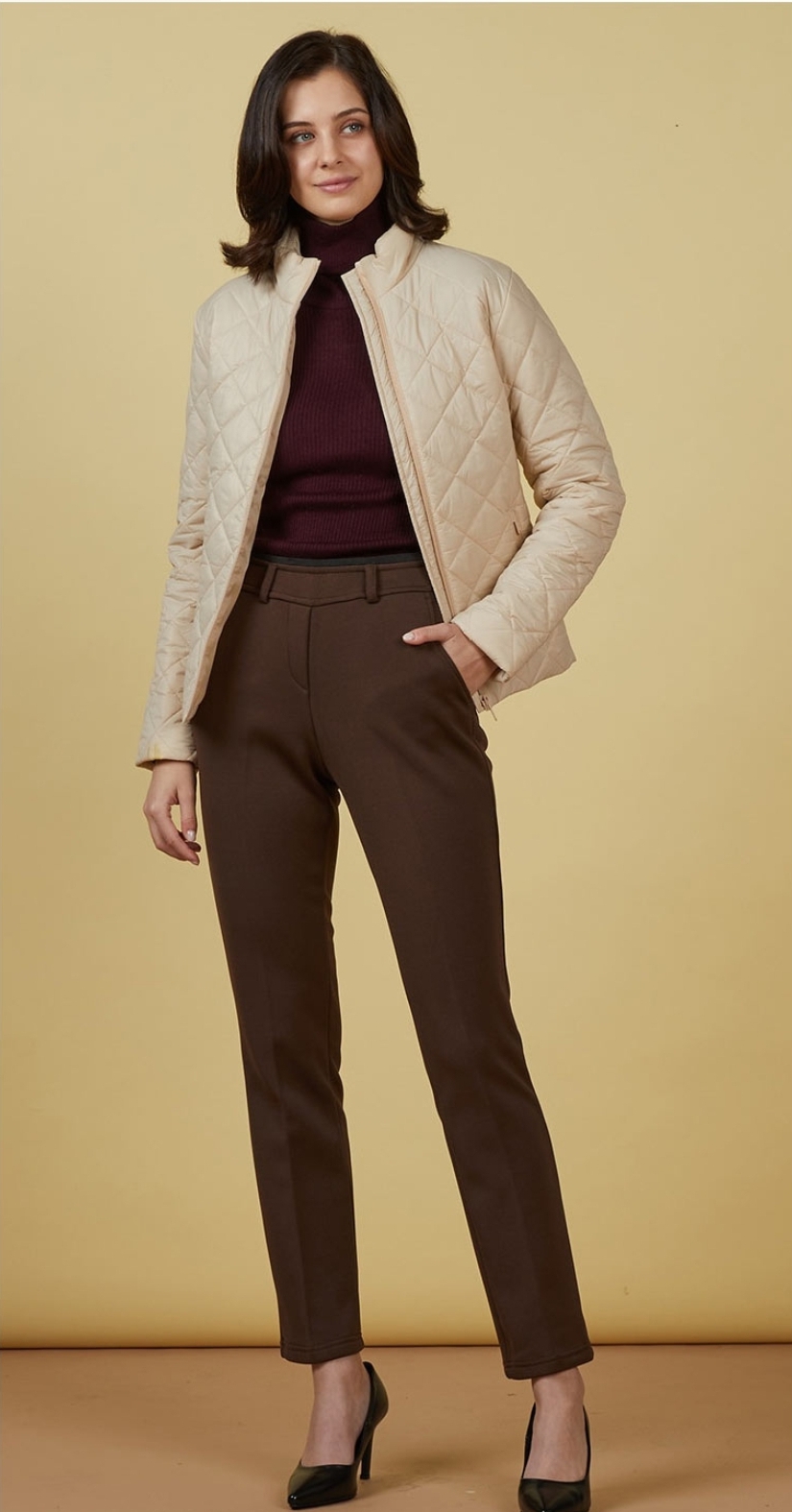 여성 밴딩 기모 슬랙스 팬츠 세리니 바이 PAT 보온 기모바지 슬림핏