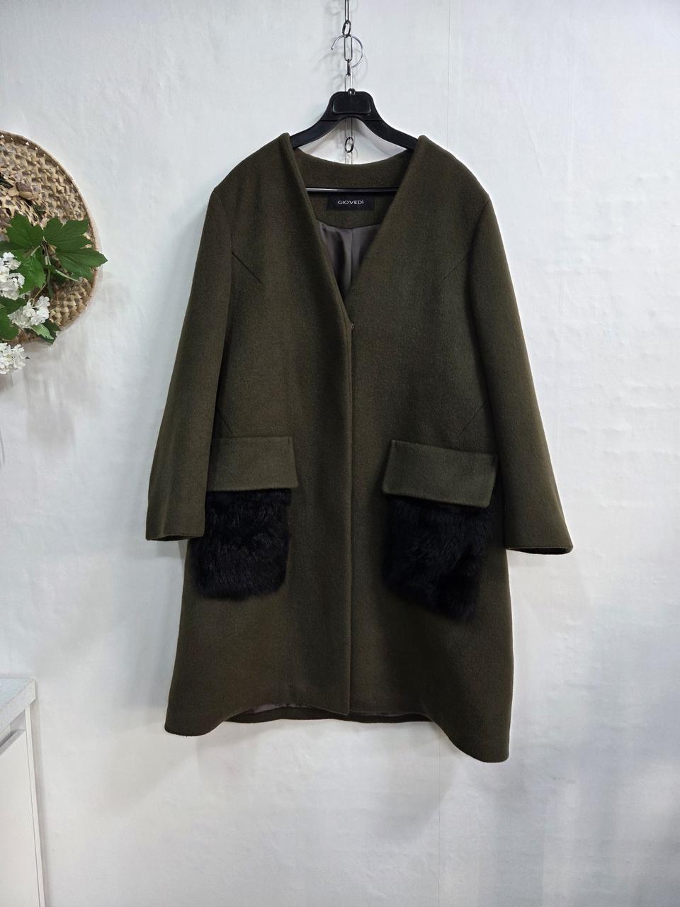 제평지오베디카키색 양털포켓 울코트 77