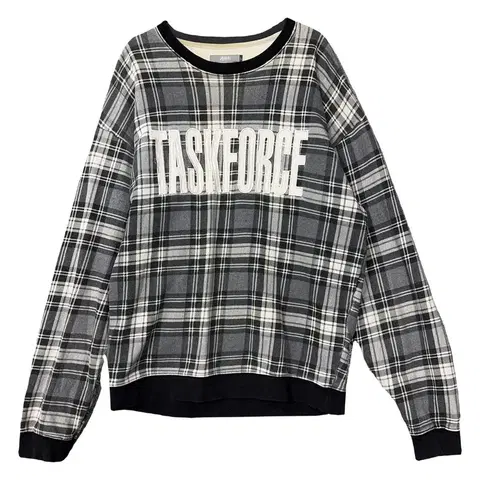 지플리시 체크 그레이 맨투맨 L