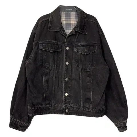 게스 빈티지 흑청 데님자켓 95