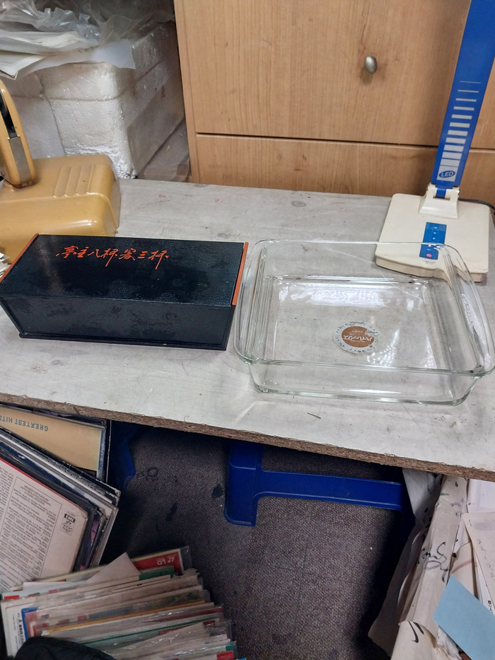 1970 일제 파이렉스 내열 베이킹 디쉬와 전통 나무 수납함