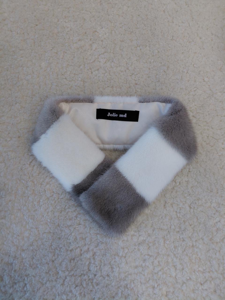 천연 밍크 실버그레이/아이보리 목도리