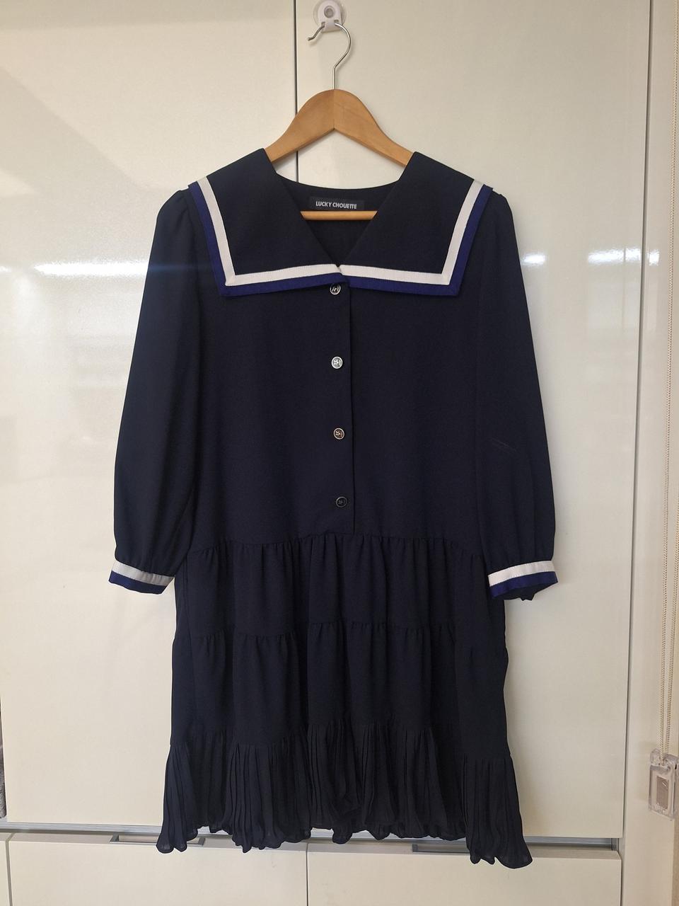 럭키슈에뜨 원피스 36 세일러카라 딥네이비