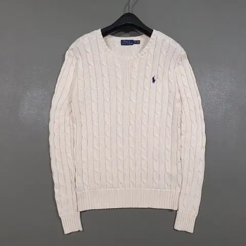 실측 여성 S) 폴로 랄프로렌 신형 케이블 니트 꽈배기 스웨터 크림 55