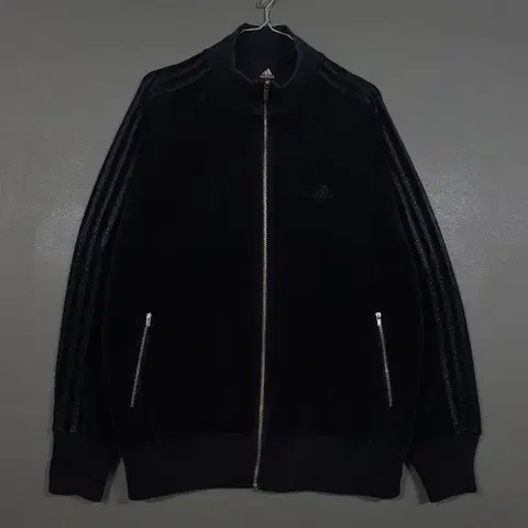XL (105) 아디다스 유로파 벨벳 벨루어 트랙탑 삼선 져지 자켓 블랙