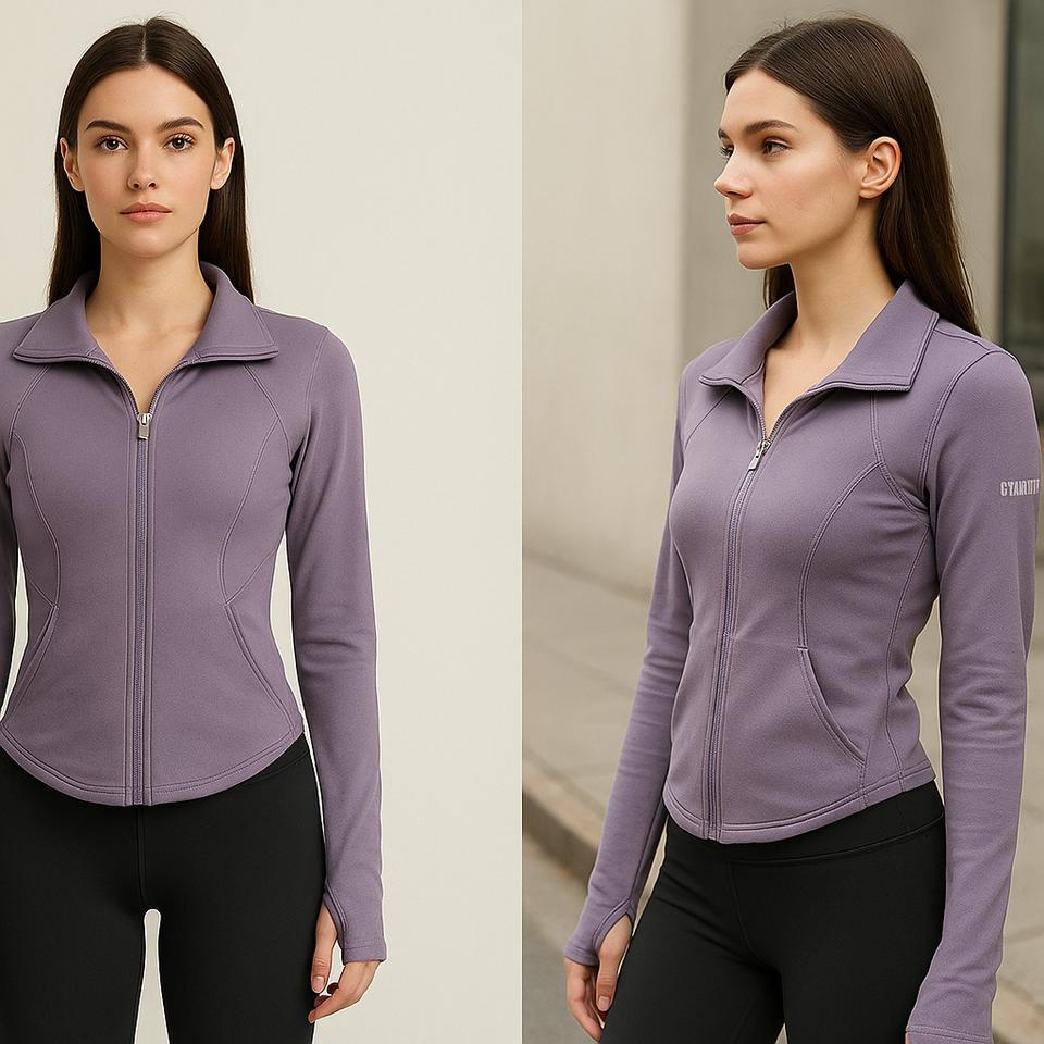 라일락 무드의 슬림핏 집업 요가자켓 M