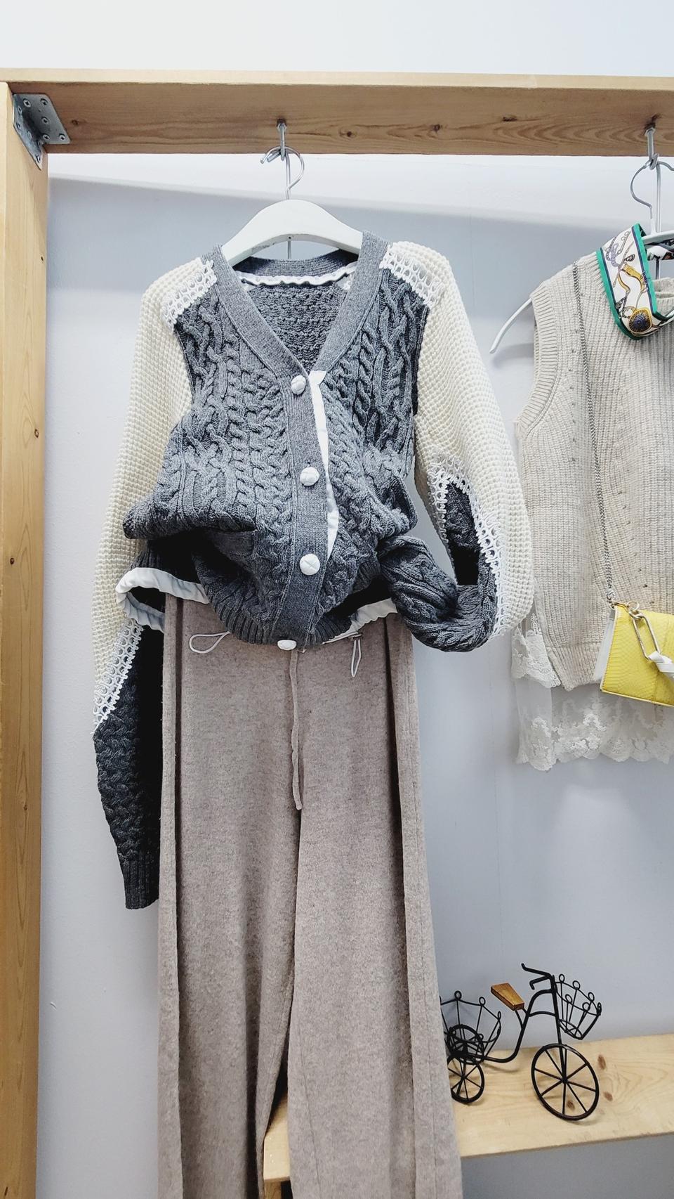 블루종 꽈배기 아우터. reformation 캐시미어 100% 팬츠