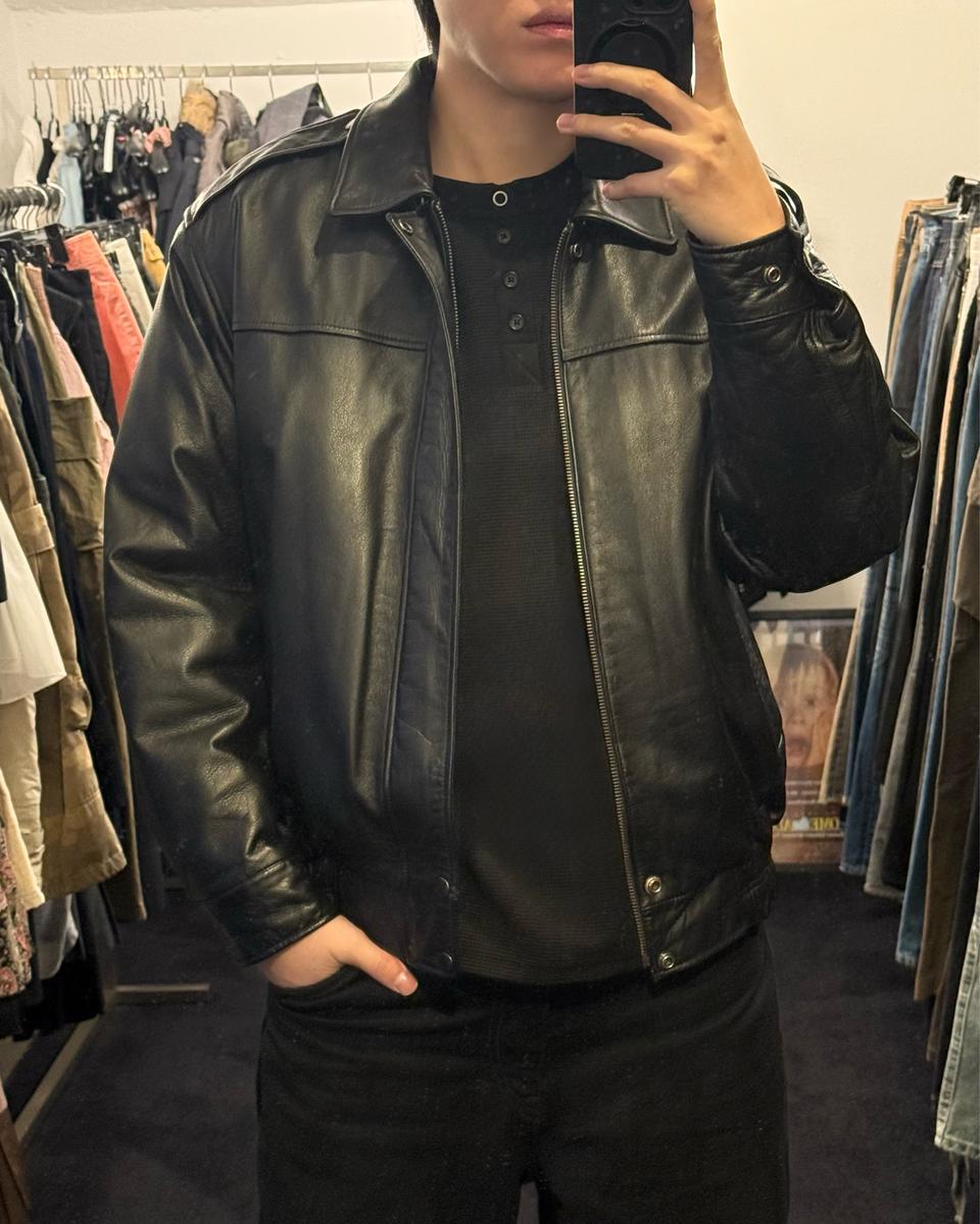 경도 A2 소가죽 가죽 레더 항공 점퍼 L 100 털 블랙 봄버 블루종