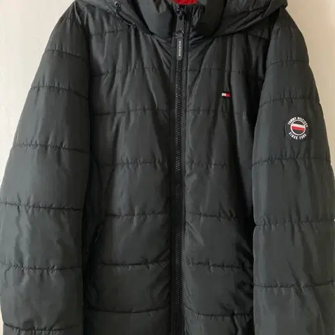 타미힐피거 블랙 후드 패딩 점퍼