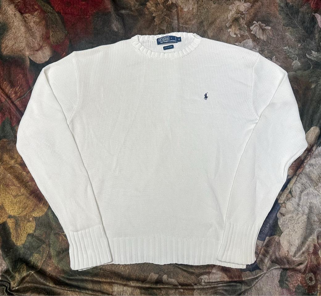 폴로 랄프로렌 빈티지 스몰 포니로고 화이트코튼니트 M 빈폴 라코스테 니트