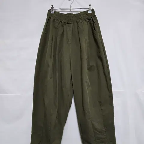 보니타 카키 투턱 와이드 밴딩 면 팬츠 여 26-28 인치 1127