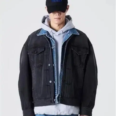 [새상품] 준지 레이어드 데님자켓 이중데님 오버핏 트러커