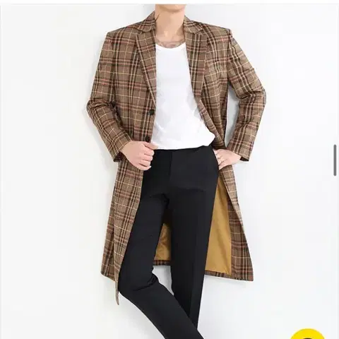 [상태최상] 유로옴므 남성 간절기 체크 코트