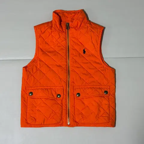 폴로 키즈 오렌지 퀼팅 조끼 3T