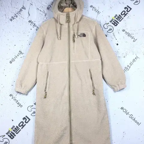 노스페이스 여성 후드 롱 플리스 코트 베이지 XS/85 3400192
