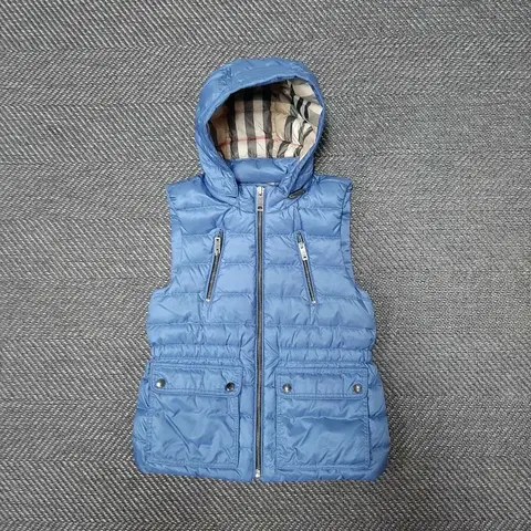 버버리 키즈 후드 다운패딩 조끼 블루 8Y 128cm