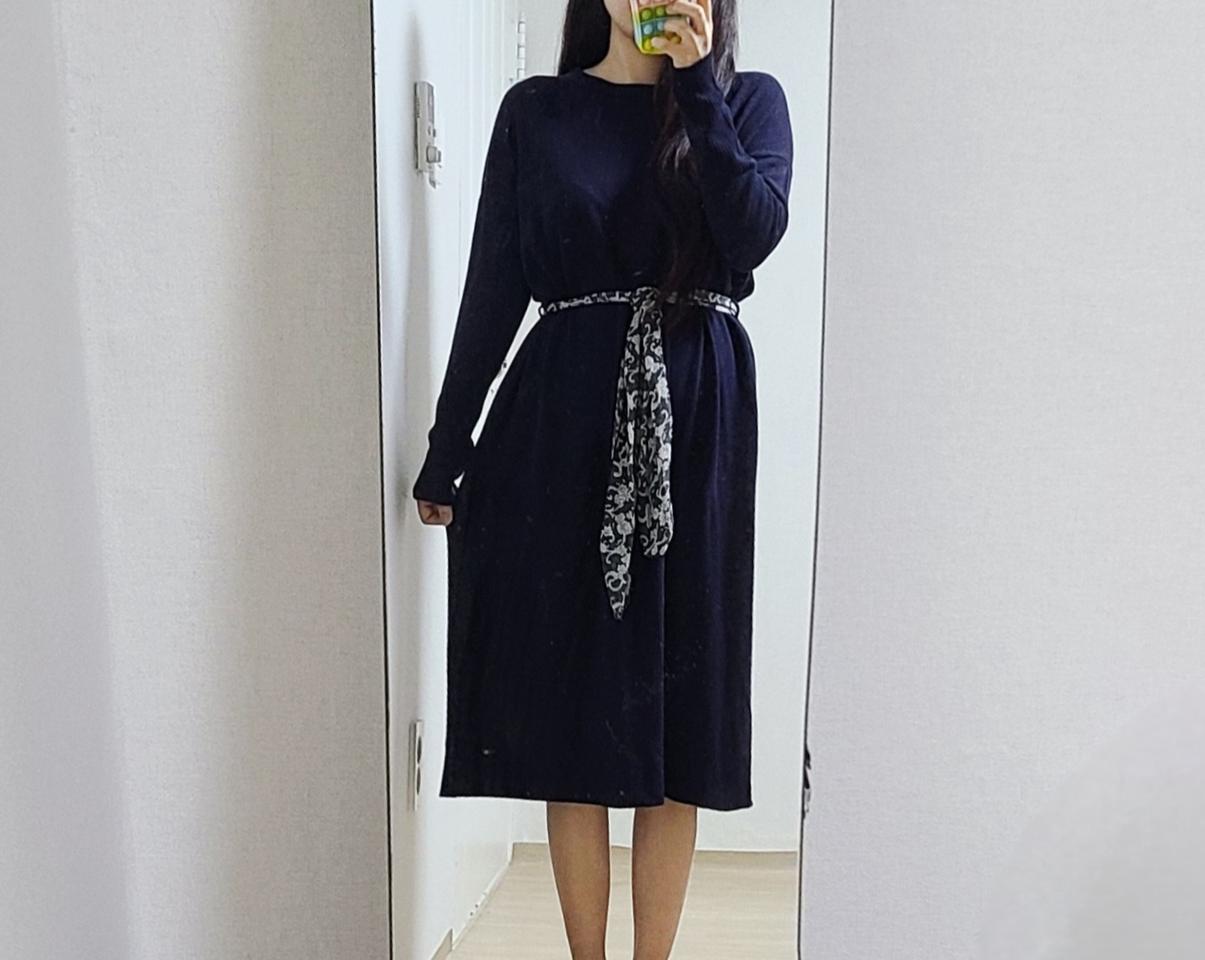 조르쥬레쉬 허리끈묶음 니트 원피스