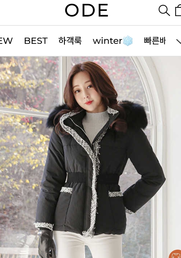 ZABARA ODE  폭스후드 트위드배색 숏패딩