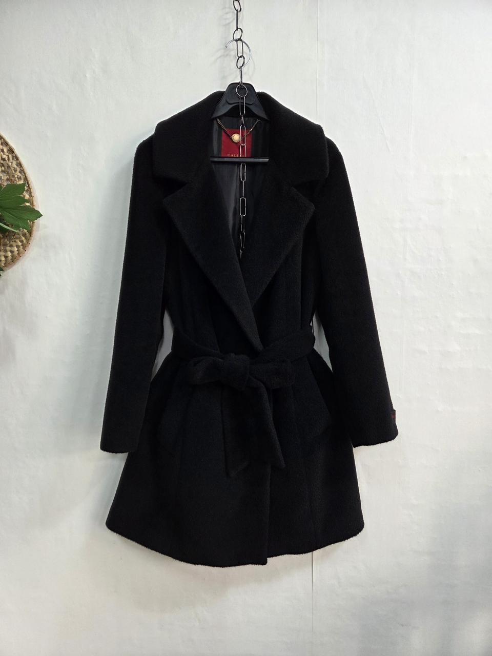 칼리아솔레지아(모)블랙 벨티드코트 90