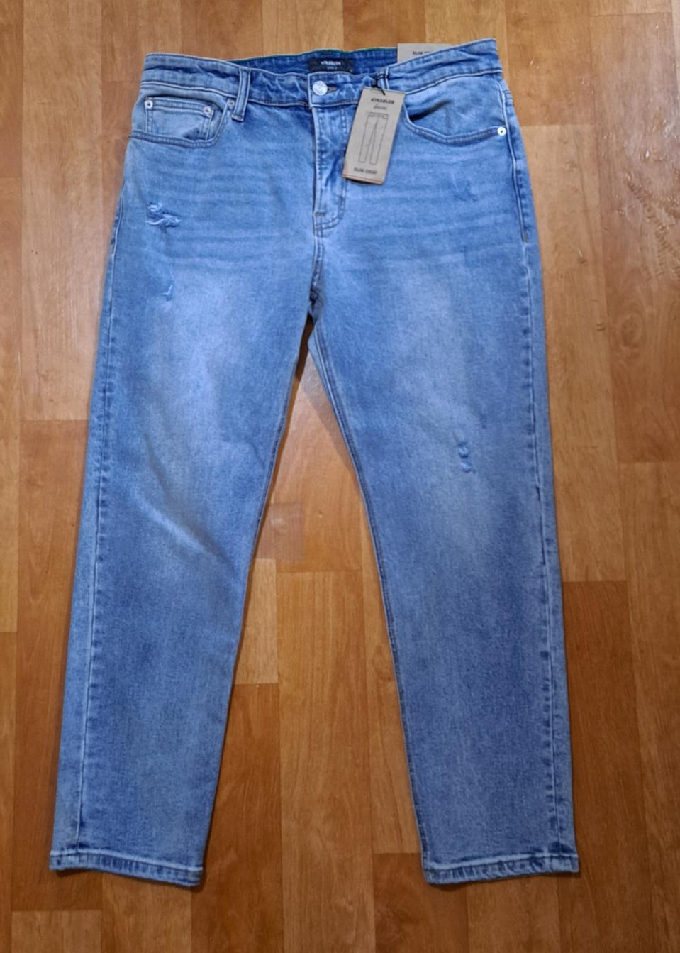 (무료배송)앤드지 슬림핏 연청 스판 청바지 새제품(34)