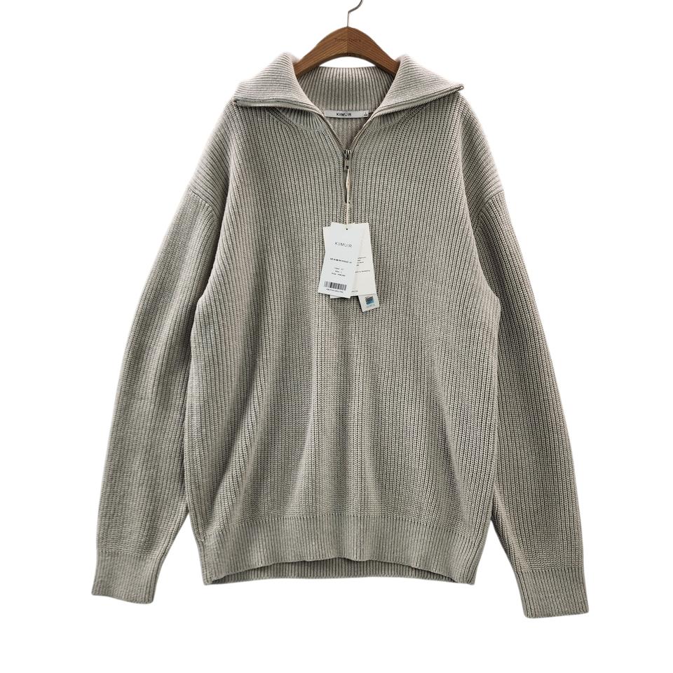 [L] 키뮤어 코튼 워셔블 하찌 하프집업 니트