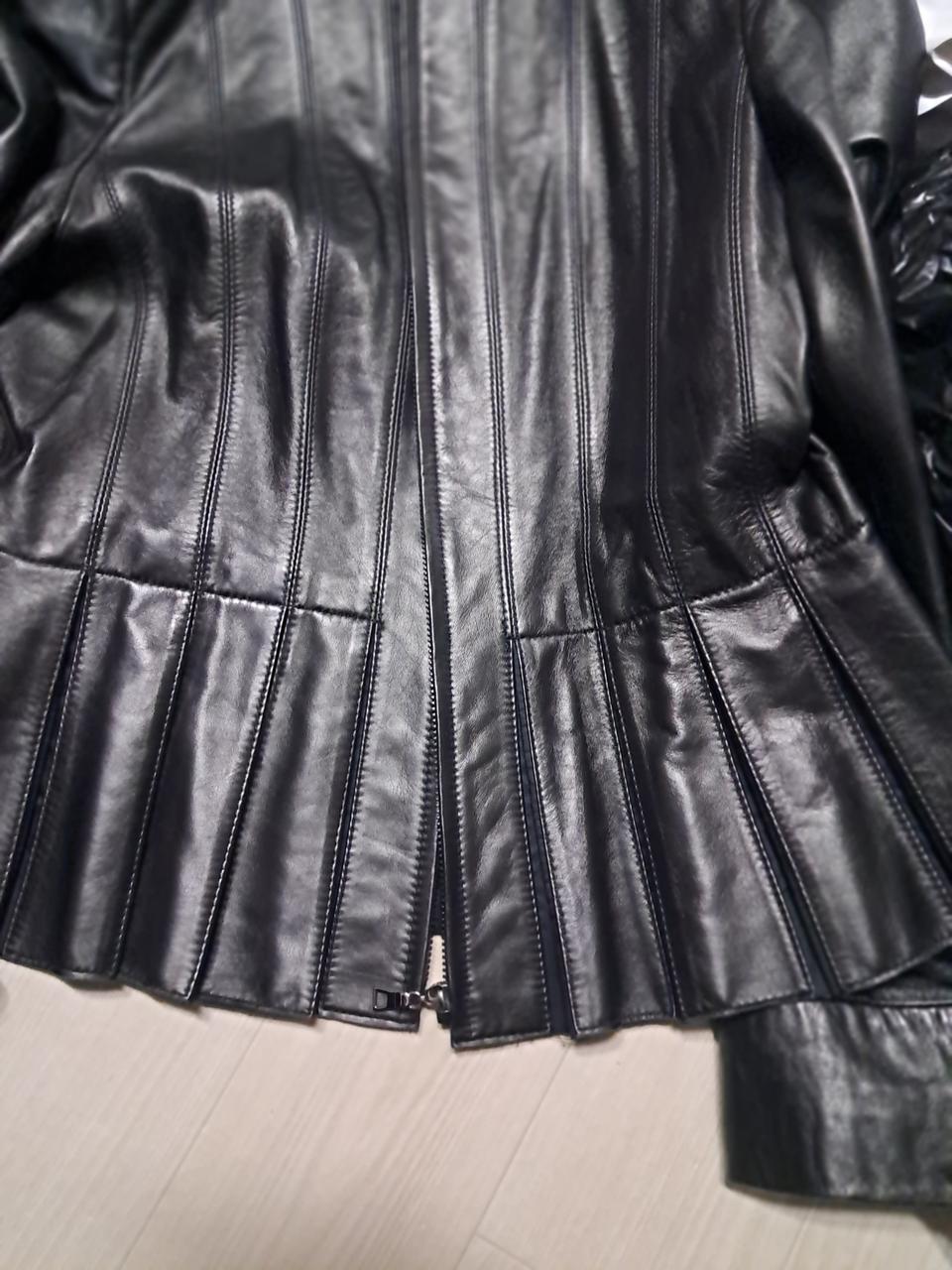 블랙 플리츠 양가죽 자켓 55ㅡ66