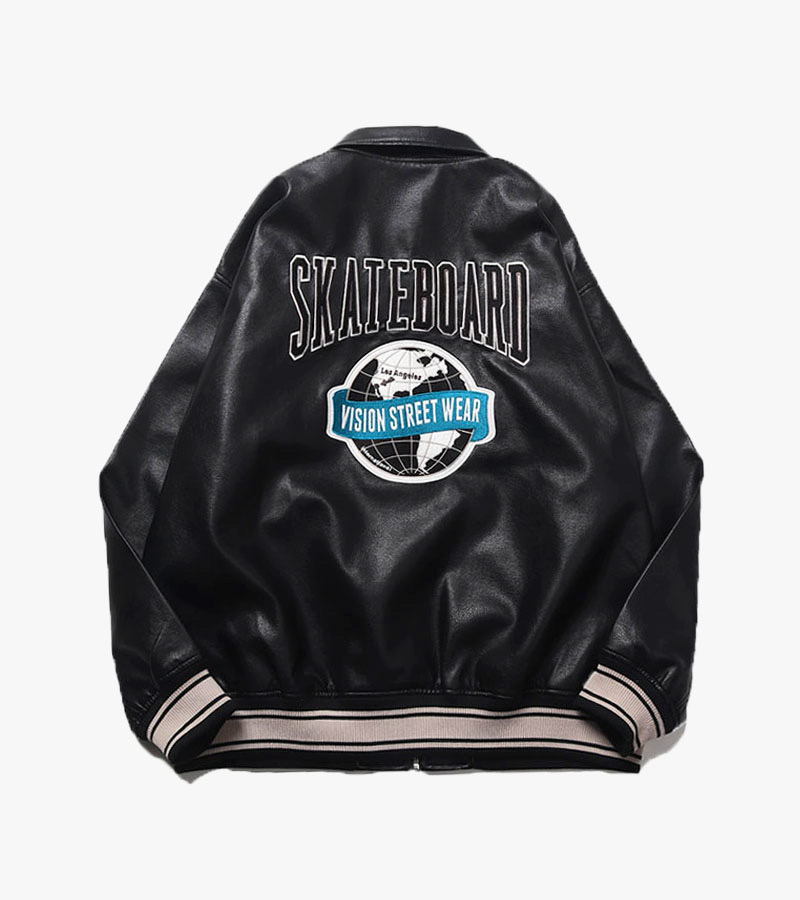 비전스트릿웨어 레더 바시티자켓