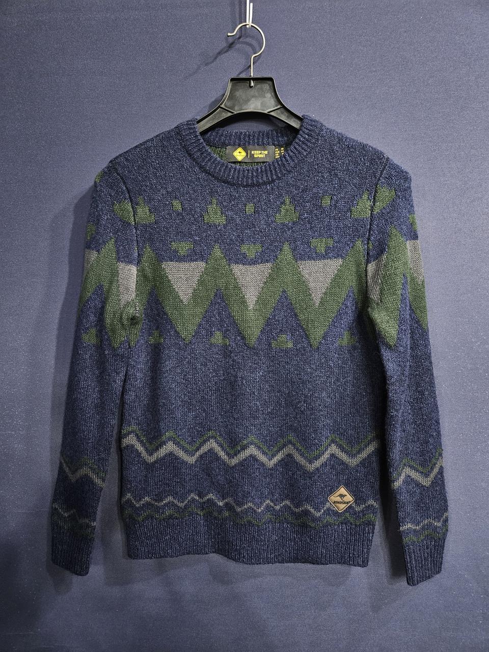 로드사인 네이비 배색 남성 슬림핏 95 니트