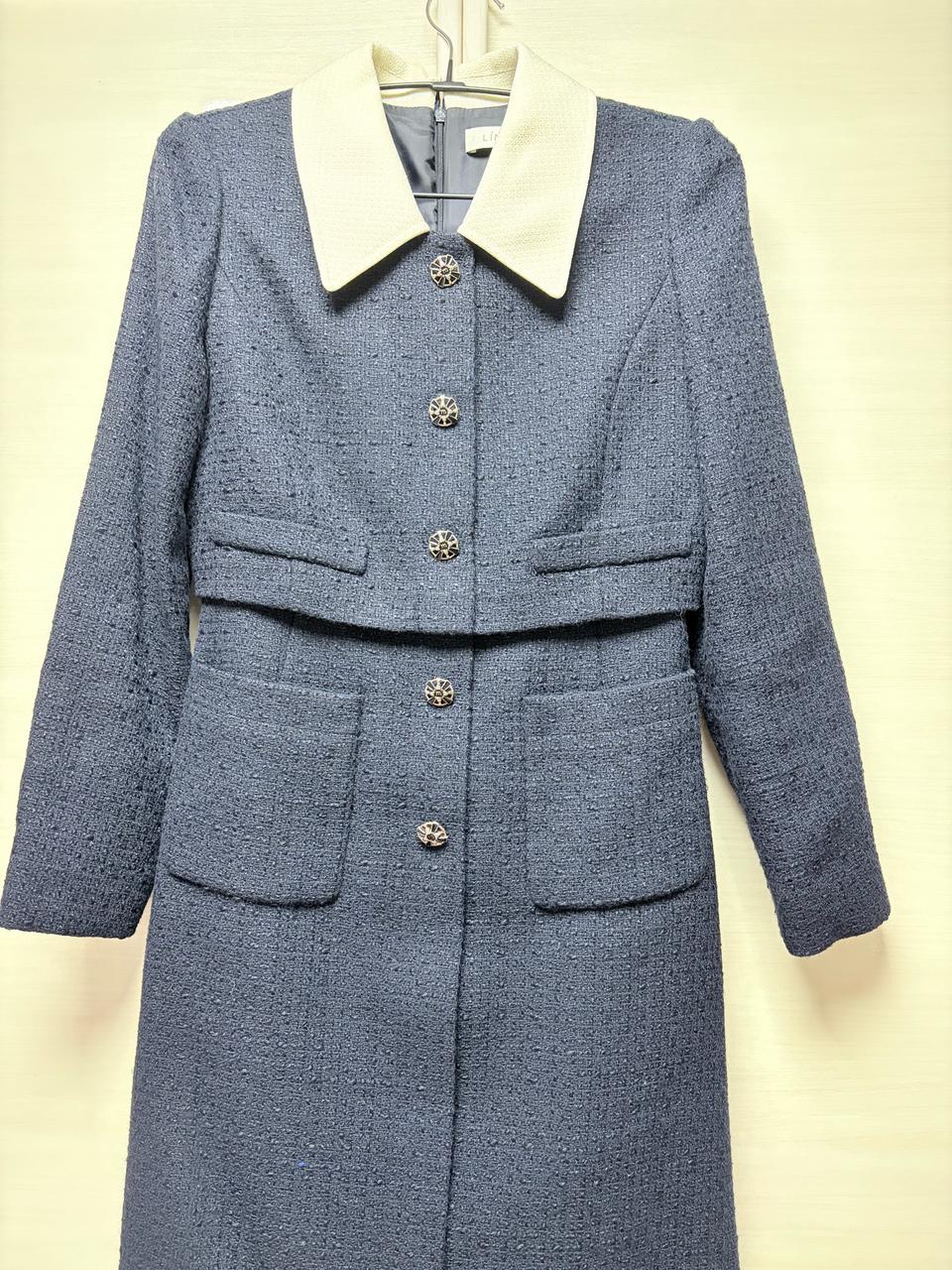 라인어디션 배색 미니 트위드 원피스