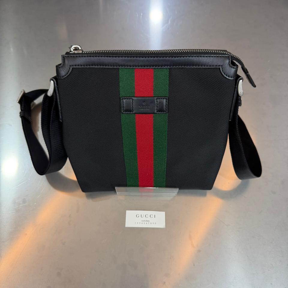 [리오브전포점] 구찌 웹 삼선 테크노 캔버스 숄더 크로스백