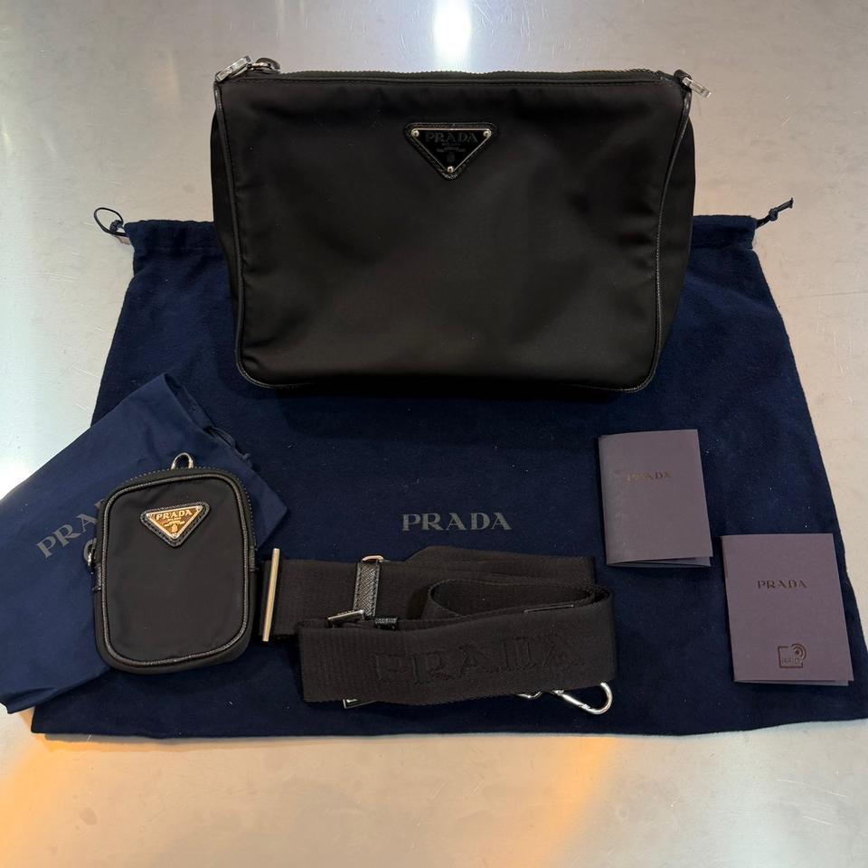 [리오브전포점] 프라다 리나일론 사피아노 레더 크로스 숄더백